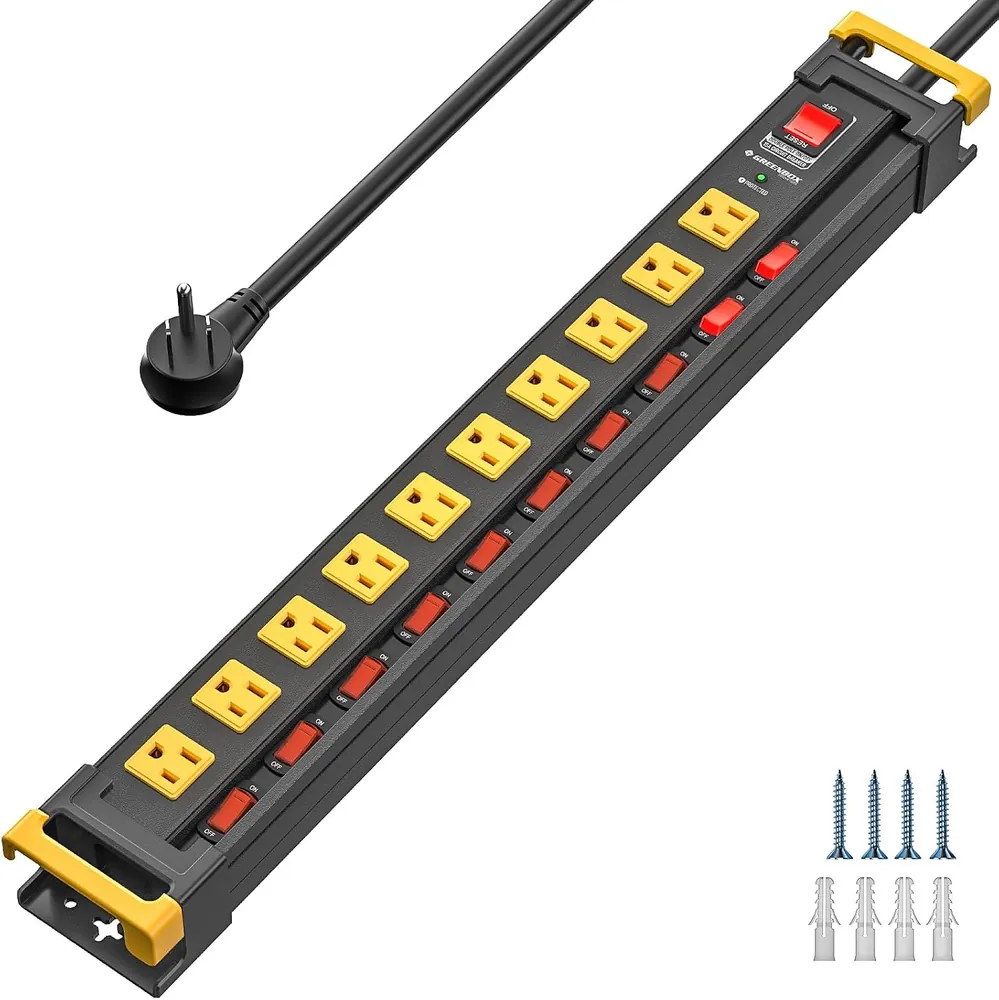 Heavy Duty Metal Power Strip, 10 Outlets, photo 1