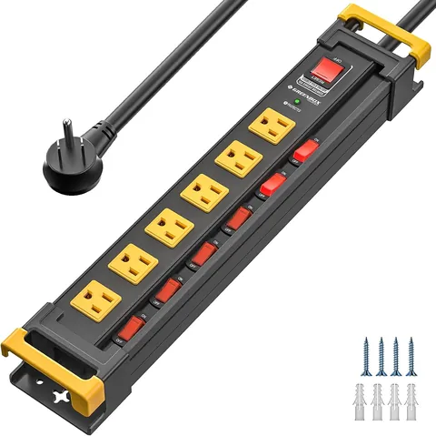 Heavy Duty Metal Power Strip, 6 Outlets